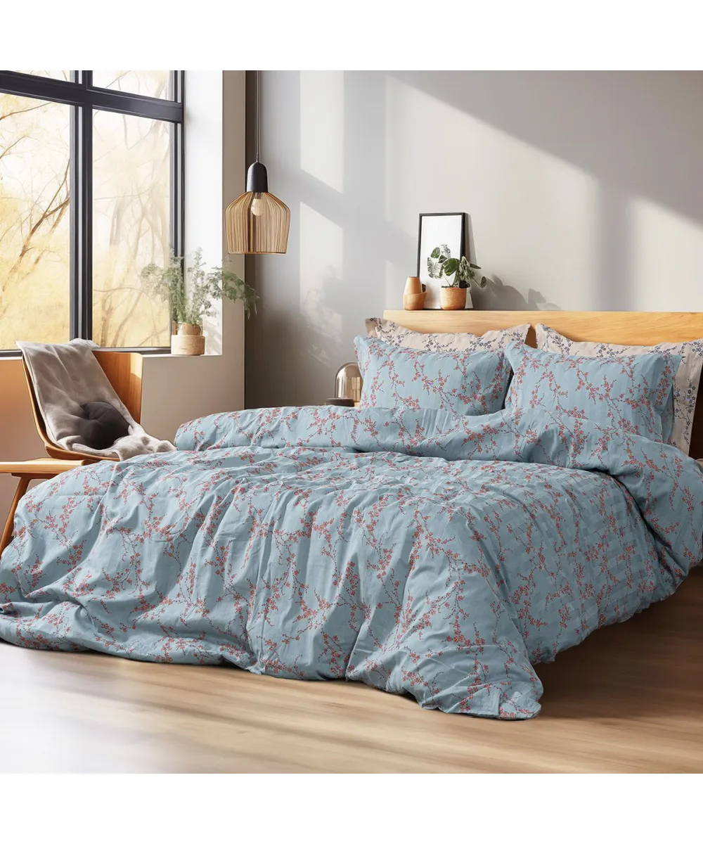 Beauty Home Σετ παπλωματοθήκη υπέρδιπλη Art 12211 Emerald 100%  Βαμβακοσατέν 300tc 230x250 Σιέλ