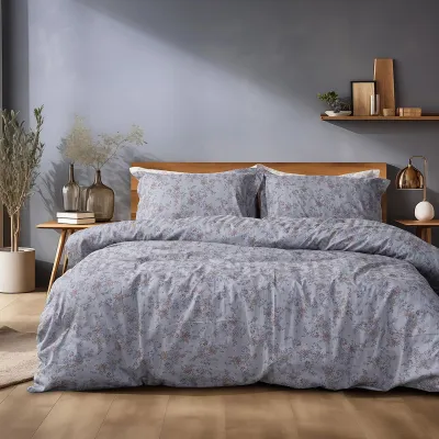 Beauty Home Σετ παπλωματοθήκη υπέρδιπλη Art 12212 Jasmine 100%  Βαμβακοσατέν 300tc 230x250 Γκρι      