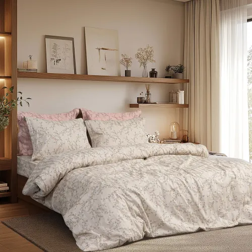 Beauty Home Σετ κουβερλί υπέρδιπλο Art 12215 Nova 100%  Βαμβακοσατέν 300tc 220x240 Άμμου      