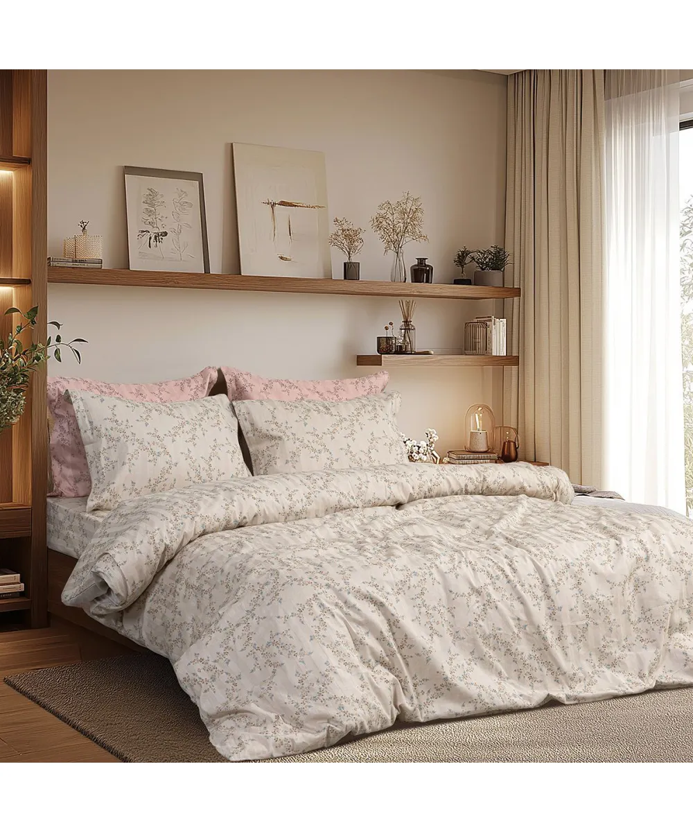 Beauty Home Σετ πάπλωμα υπέρδιπλο Art 12215 Nova 100%  Βαμβακοσατέν 300tc 220x240 Άμμου
