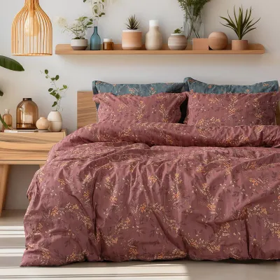 Beauty Home Σετ σεντόνια υπέρδιπλα με λάστιχο Art 12216 Indra 100%  Βαμβακοσατέν 300tc 170x200 30 Σάπιο μήλο      