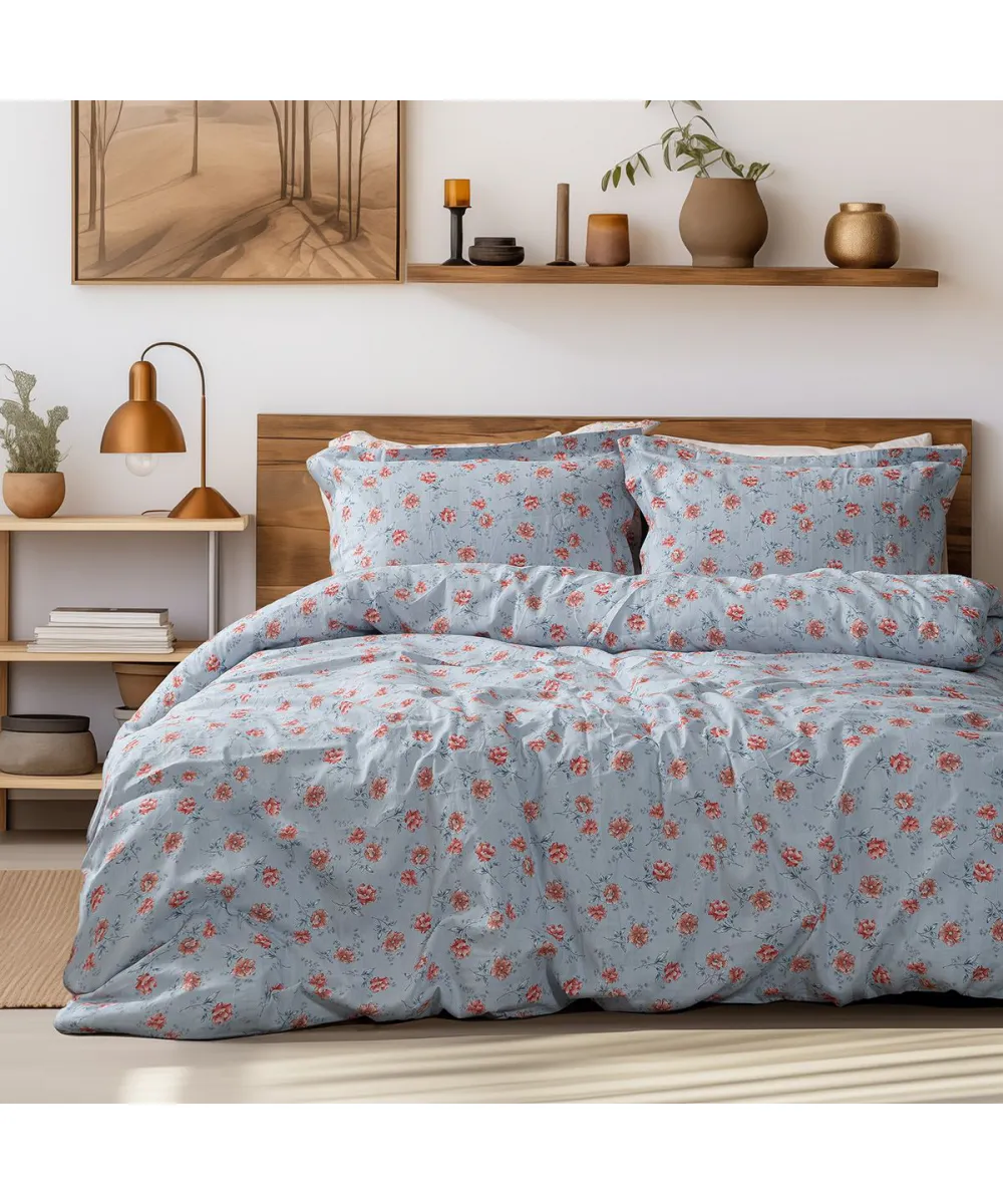 Beauty Home Σετ πάπλωμα υπέρδιπλο Art 12219 Ivy 100%  Βαμβακοσατέν 300tc 220x240 Γκρι