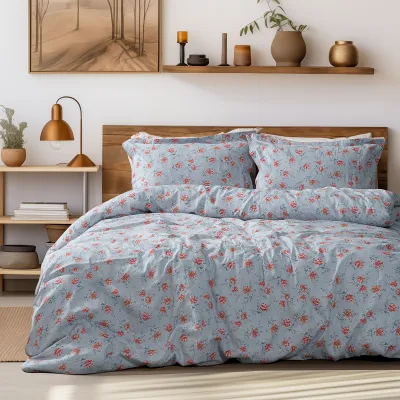 Beauty Home Σετ σεντόνια υπέρδιπλα με λάστιχο Art 12219 Ivy 100%  Βαμβακοσατέν 300tc 170x200 30 Γκρι      