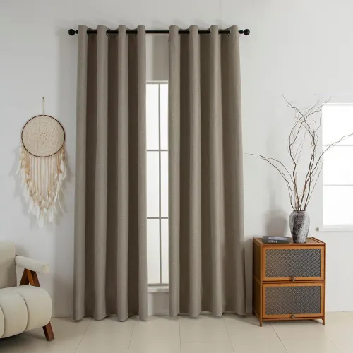 Beauty Home Κουρτίνα Full Blackout σκίασης με 8 κρίκους Elite Art 8392 Beige-Νο5 140x270 Μπεζ      