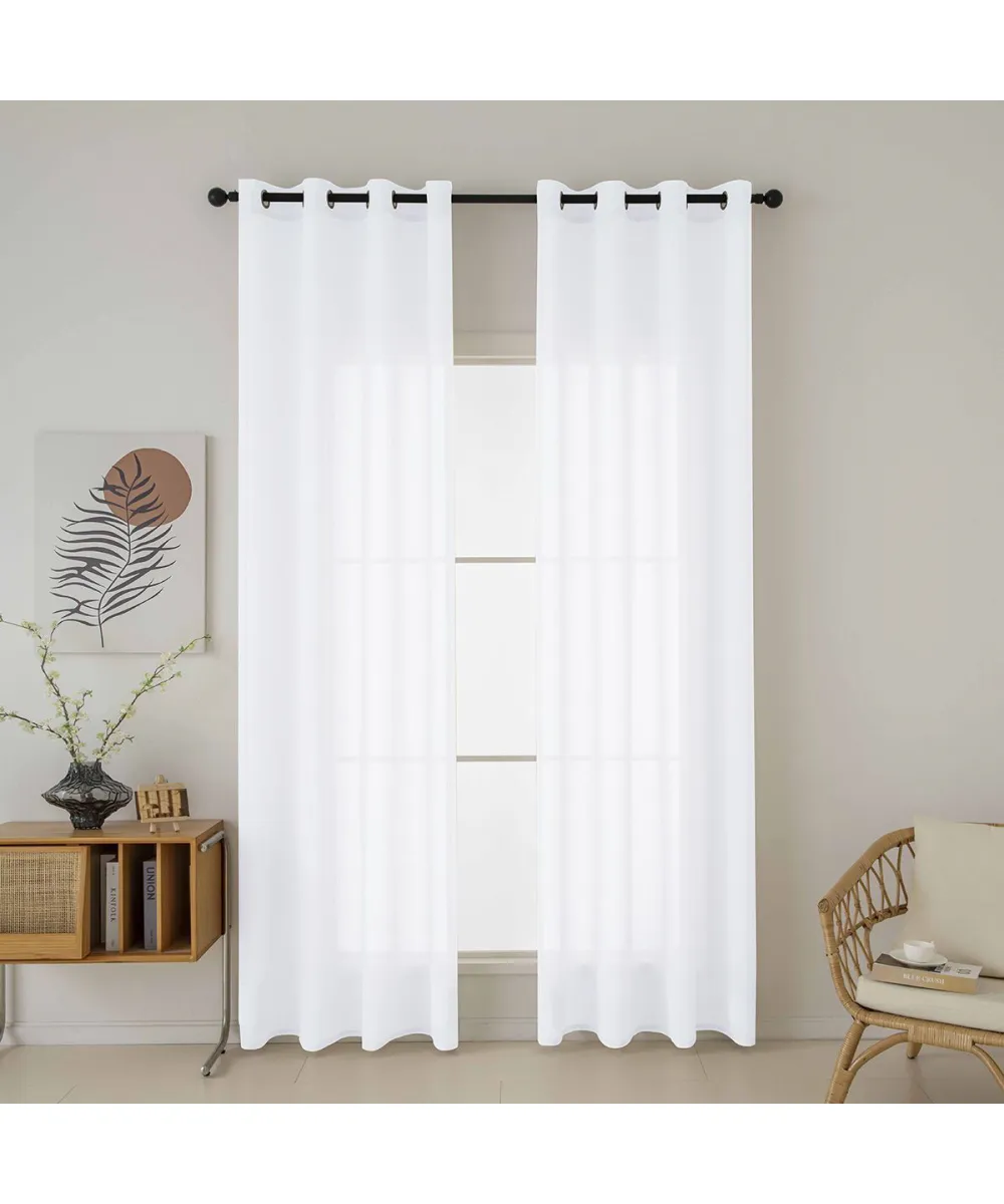Beauty Home Κουρτίνα γάζα μονόχρωμη με 8 μεταλλικούς κρίκους Fit Art 8447 140x270 Λευκό      