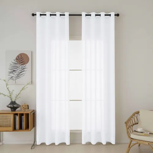 Beauty Home Κουρτίνα γάζα μονόχρωμη με 8 μεταλλικούς κρίκους Fit Art 8447 140x270 Λευκό      