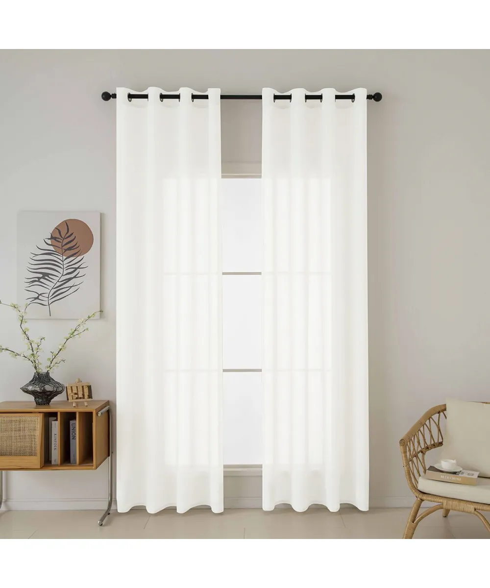 Beauty Home Κουρτίνα γάζα μονόχρωμη με 8 μεταλλικούς κρίκους Fit Art 8447 140x270 Εκρού      