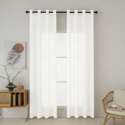 Beauty Home Κουρτίνα γάζα μονόχρωμη με 8 μεταλλικούς κρίκους Fit Art 8447 140x270 Εκρού      