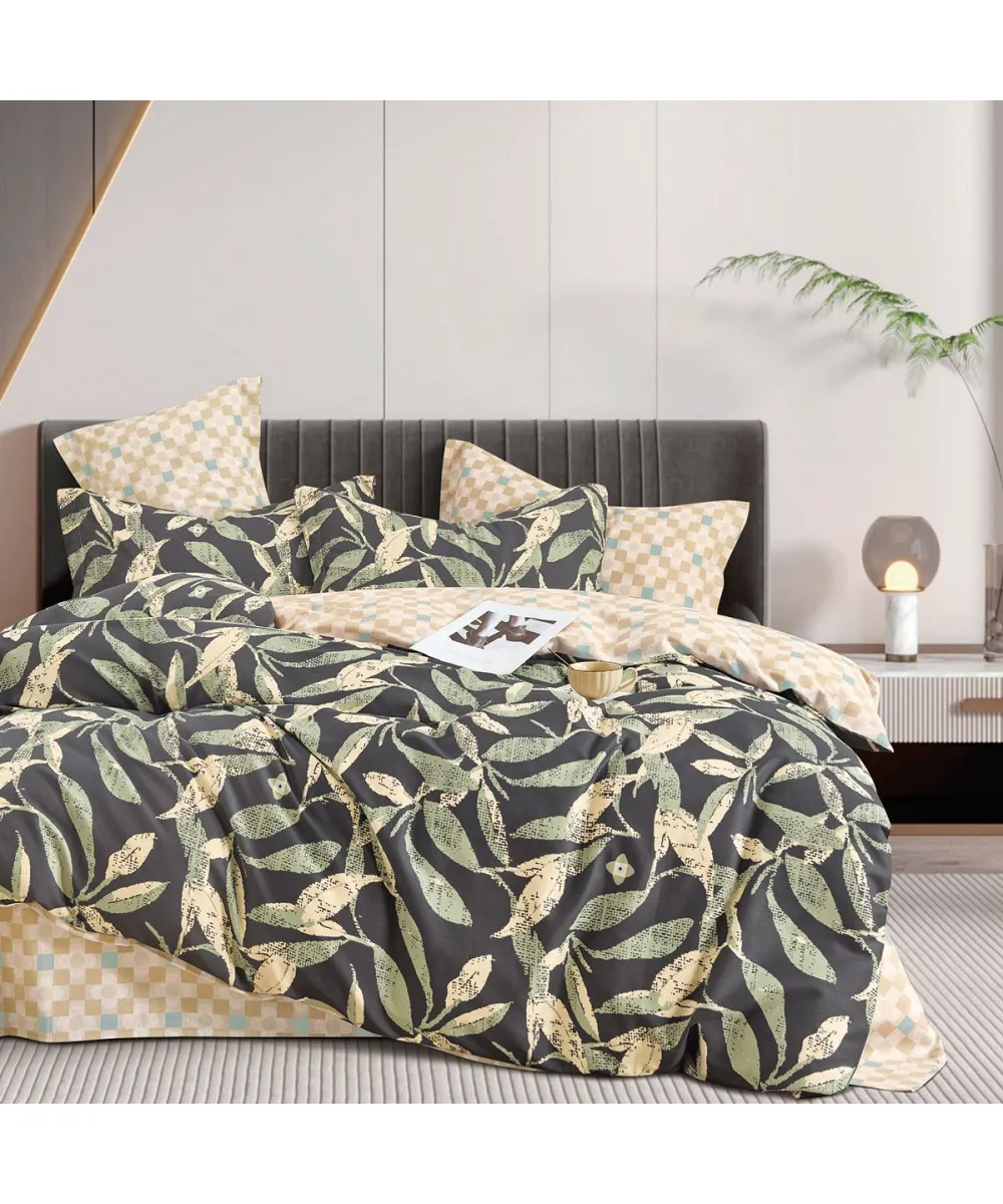 Beauty Home Σετ κουβερλί υπέρδιπλο Art 12287 Antonella 220x240 Ανθρακί,Λαδί