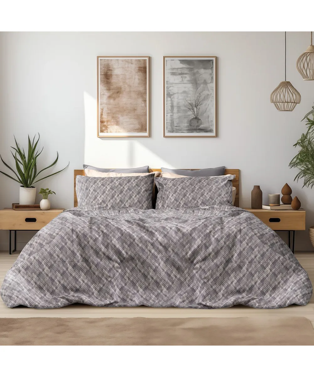 Beauty Home Σετ σεντόνια φανελένια King Size Leonardo Art 12333 270x260 Γκρι      