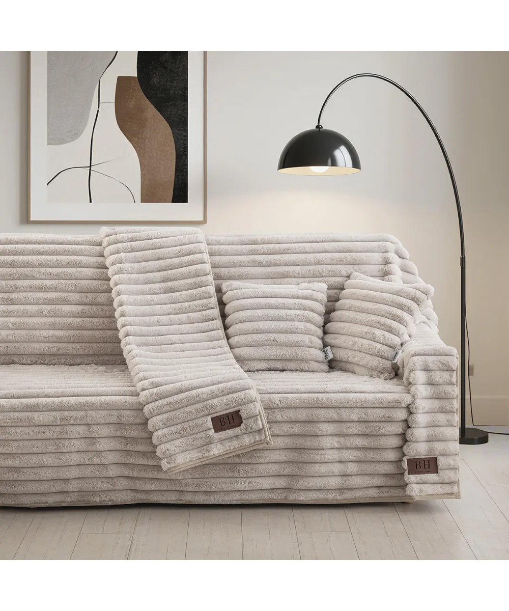 Beauty Home Γούνινο ριχτάρι Διθέσιο Stripe Art 8725 180x250 Μπεζ