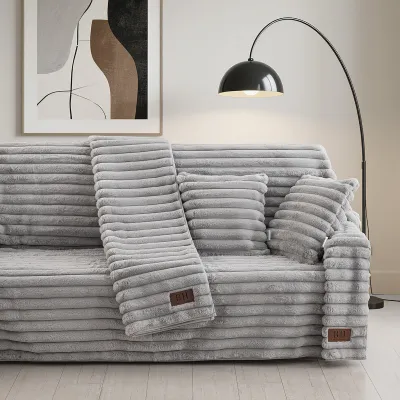 Beauty Home Γούνινη Μαξιλαροθήκη διακοσμητική Stripe Art 8727 40x40 Γκρι      
