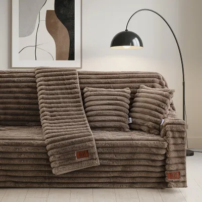 Beauty Home Γούνινο ριχτάρι Διθέσιο Stripe Art 8726 180x250 Μόκα      