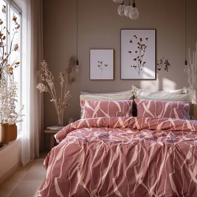 Beauty Home Σετ σεντόνια υπέρδιπλα με λάστιχο Glory Art 12375 170x200 32 Σάπιο Μήλο,Ροζ      