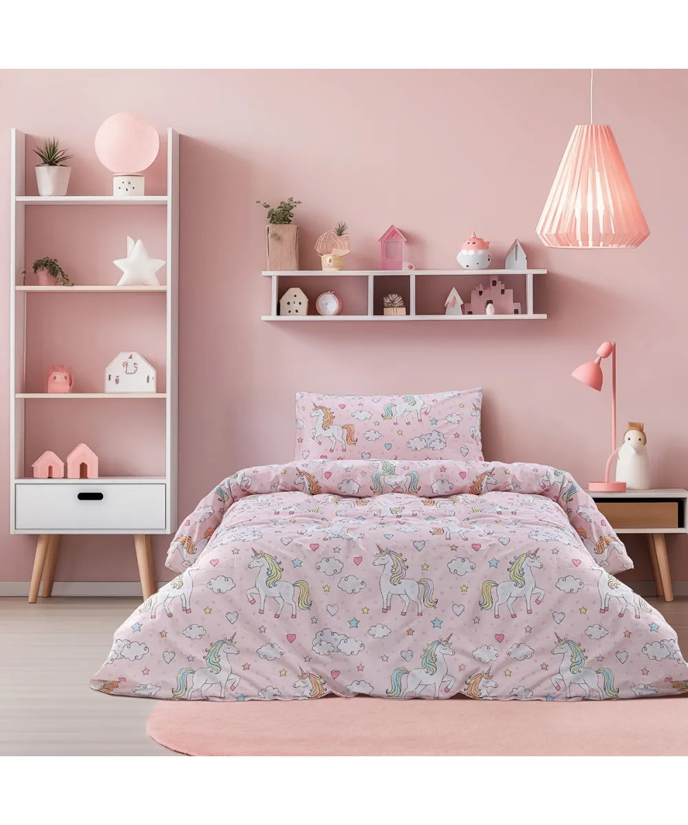 Beauty Home Σετ σεντόνια μονά με λάστιχο Candy Art 6328 110x200 32 Ροζ      