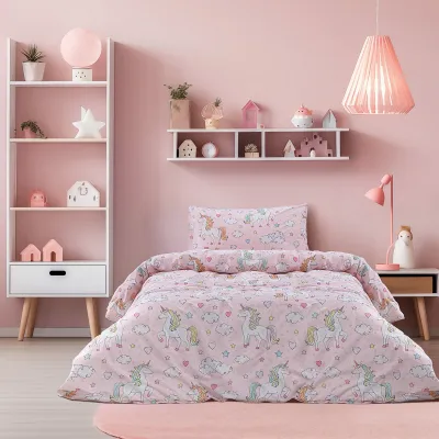 Beauty Home Σετ σεντόνια μονά με λάστιχο Candy Art 6328 110x200 32 Ροζ      