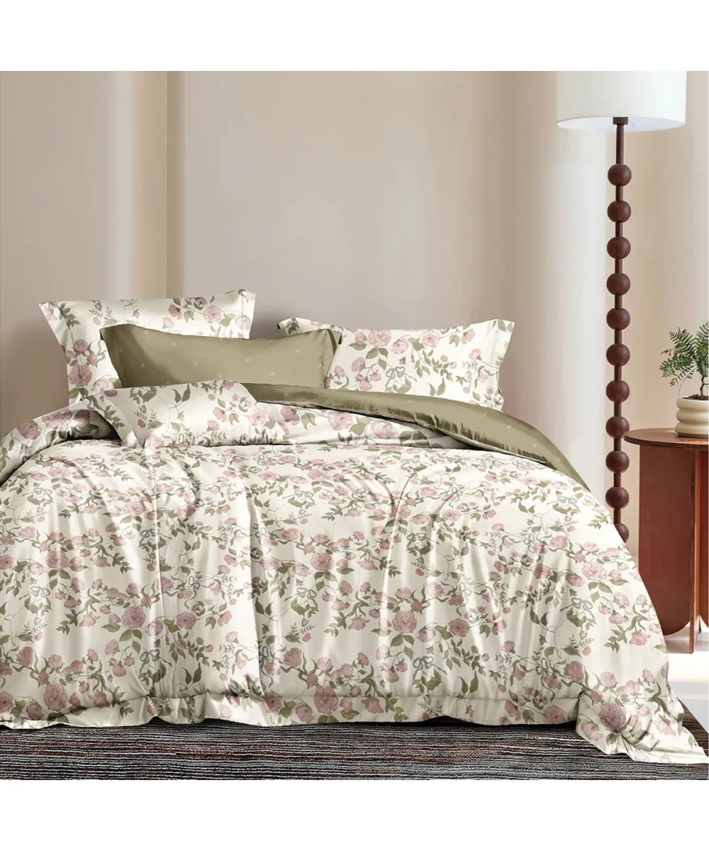 Beauty Home Σετ σεντόνια υπέρδιπλα με λάστιχο Memories Art 12675 165x200 30 Μπεζ,Ροζ      