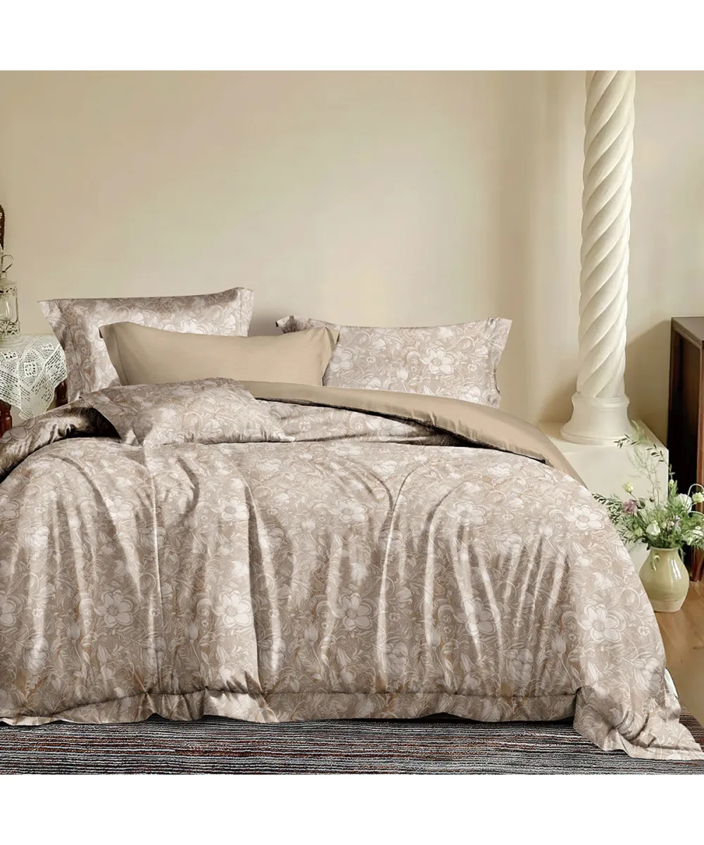 Beauty Home Σετ σεντόνια υπέρδιπλα με λάστιχο Memories Art 12680 165x200 30 Μόκα      