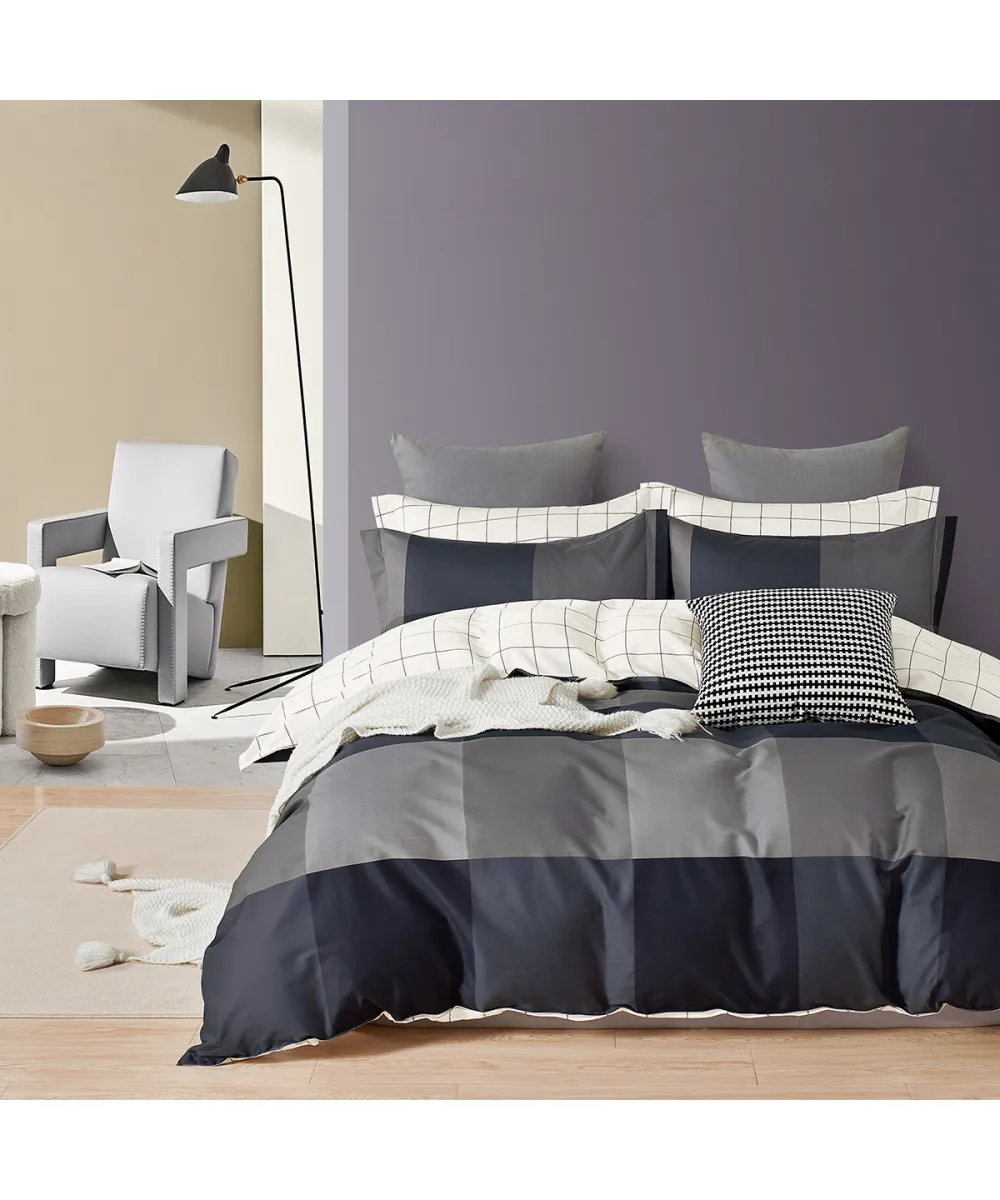Beauty Home Σετ σεντόνια υπέρδιπλα με λάστιχο Memories Art 12696 165x200 30 Ανθρακί      