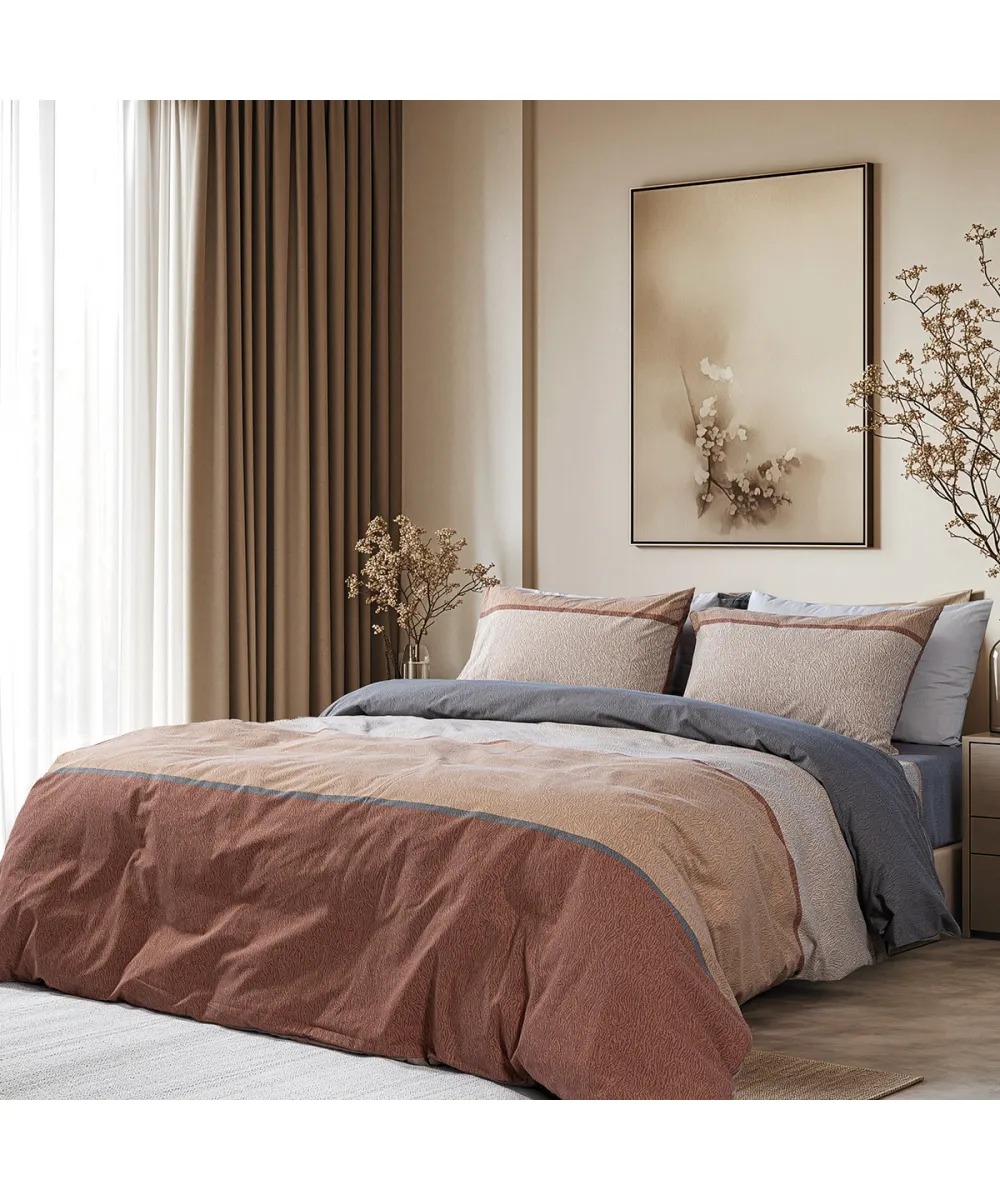 Beauty Home Σετ σεντόνια διπλά Moments Art 12565 200x260 Καφέ,Ανθρακί      