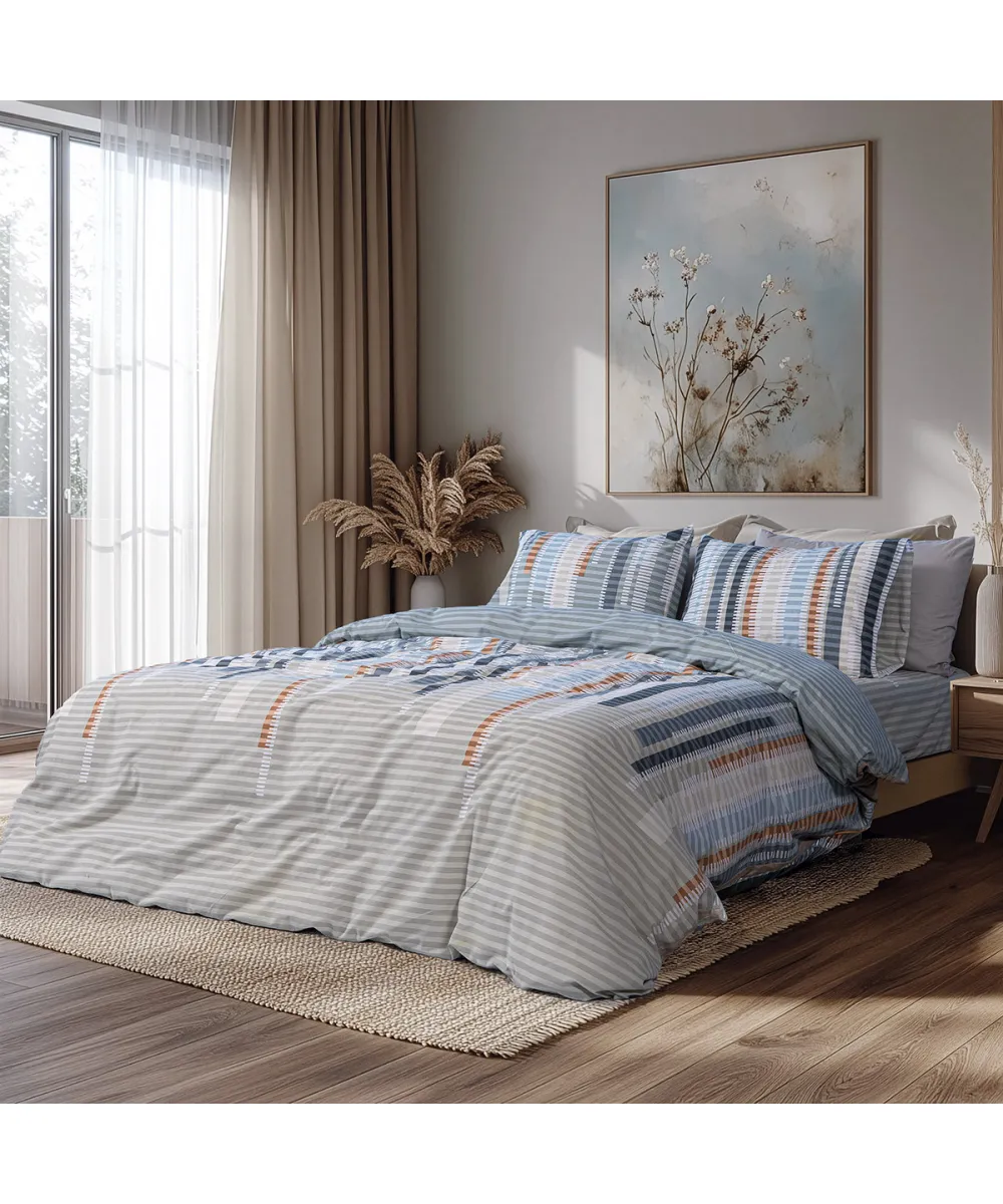 Beauty Home Σετ Πάπλωμα υπέρδιπλο Moments Αrt 12571 220x240 Λαδί,Σιέλ      