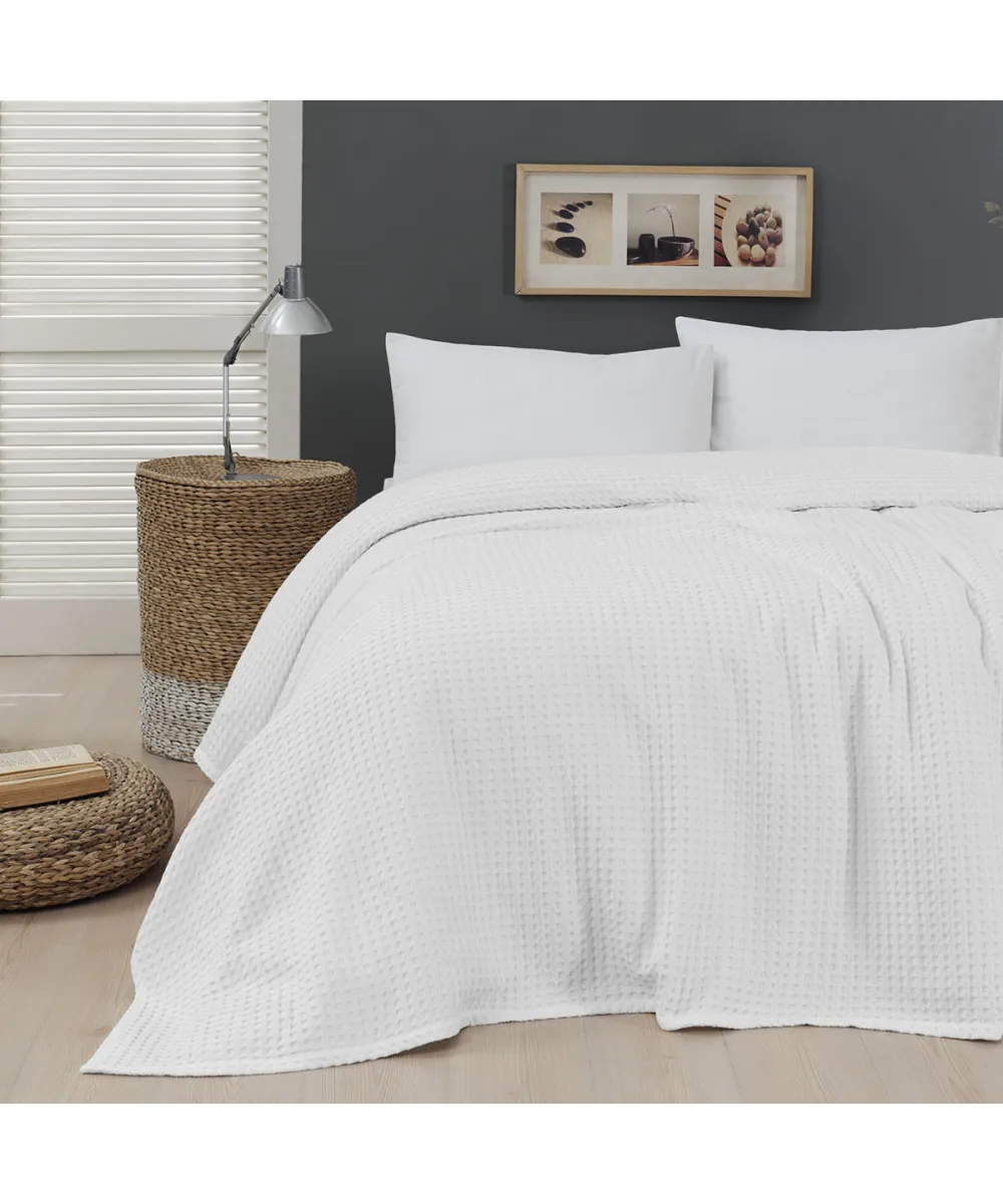 Πικέ υπέρδιπλη waffle Art 1990 White  230x240 Λευκό   Beauty Home