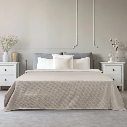 Κουβέρτα King Size Stripe ζακάρ Art 11172 260x270 Άμμου   Beauty Home