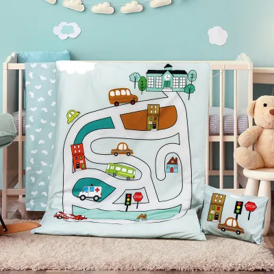 Σετ σεντόνια βρεφικά Road Art 5184 120x160 Εμπριμέ   Beauty Home