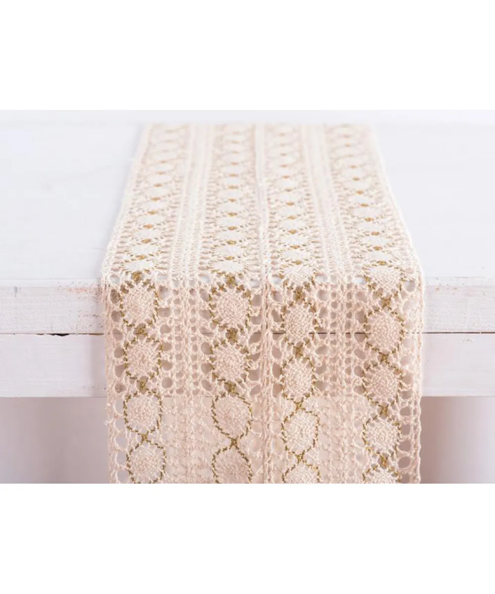 ΡΑΝΝΕΡ ΔΑΝΤΕΛΑ 23 cm ΕΚΡΟΥ / ΧΡΥΣΟ Beauty Home ΡΑΝΝΕΡ ΔΑΝΤΕΛΑ 23 cm ΕΚΡΟΥ / ΧΡΥΣΟ Beauty Home