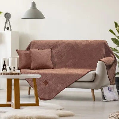 Μαξιλαροθήκη διακοσμητική Micro velour 42x42 Art 8405 Μαξιλαροθήκη Κεραμιδί   Beauty Home