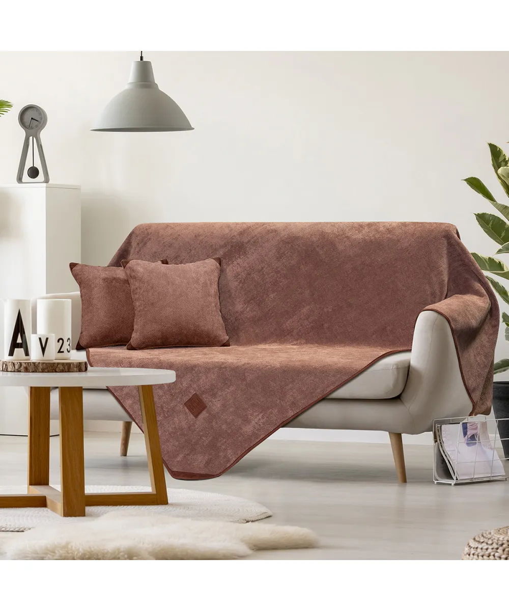 Ριχτάρι Micro velour σετ 3τμχ Art 8405 (180x170 180x250 180x300) Κεραμιδί   Beauty Home