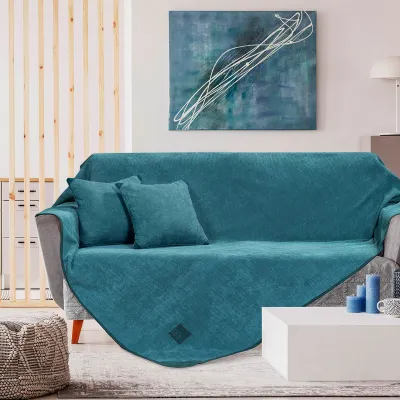 Μαξιλαροθήκη διακοσμητική Micro velour 42x42 Art 8406 Μαξιλαροθήκη Πετρόλ   Beauty Home