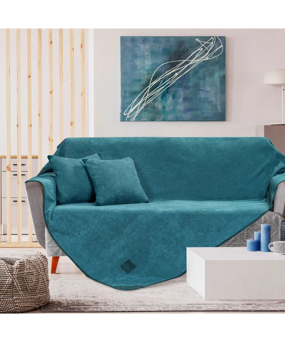 Ριχτάρι Τριθέσιο Micro velour 180x300 Art 8406 Τριθέσιο Πετρόλ   Beauty Home