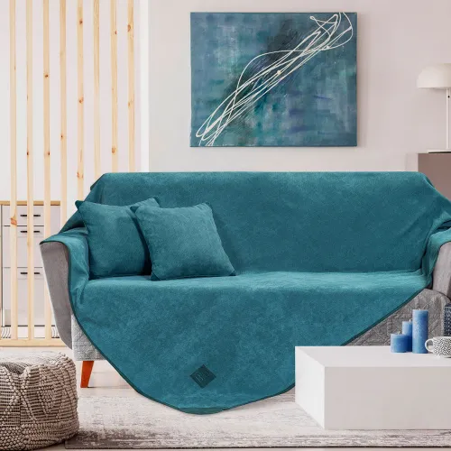 Ριχτάρι Τριθέσιο Micro velour 180x300 Art 8406 Τριθέσιο Πετρόλ   Beauty Home