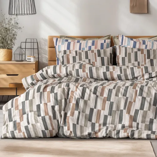 Σετ σεντόνια φανελένια King Size με λάστιχο Pinot Art 12632 185x200 32 Μπεζ,Πράσινο       Beauty Home