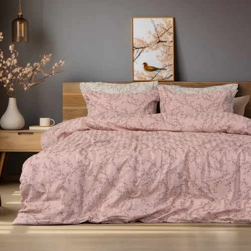 Beauty Home Σετ σεντόνια υπέρδιπλα Art 12214 Flora 100%  Βαμβακοσατέν 300tc 240x270 Σομόν      