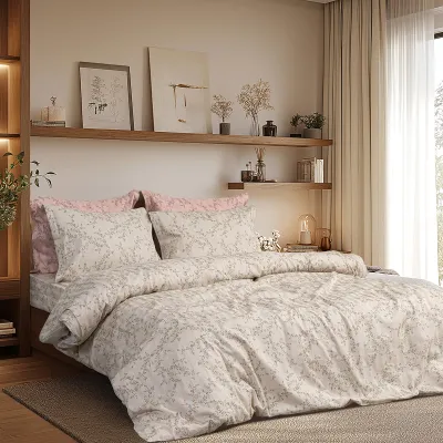 Beauty Home Σετ σεντόνια υπέρδιπλα Art 12215 Nova 100%  Βαμβακοσατέν 300tc 240x270 Άμμου      