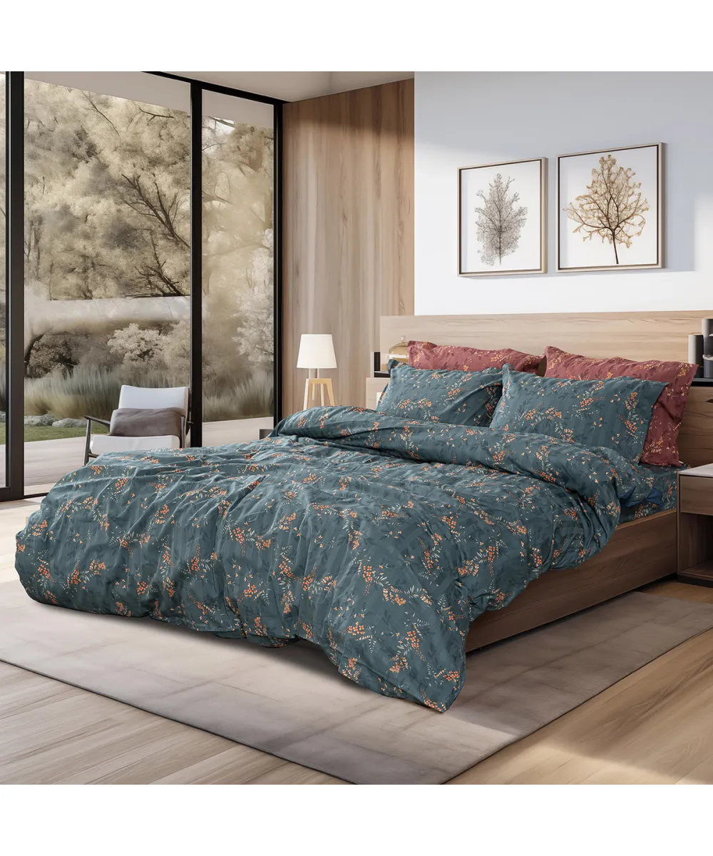 Beauty Home Σετ σεντόνια υπέρδιπλα Art 12217 Gemini 100%  Βαμβακοσατέν 300tc 240x270 Κυπαρισσί      