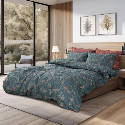 Beauty Home Σετ σεντόνια υπέρδιπλα Art 12217 Gemini 100%  Βαμβακοσατέν 300tc 240x270 Κυπαρισσί      