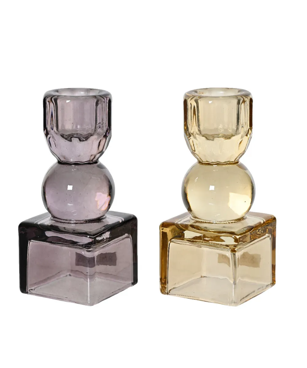 Beauty Home Γυάλινο κηροπήγιο 5 cm x 11cm  Γκρι    