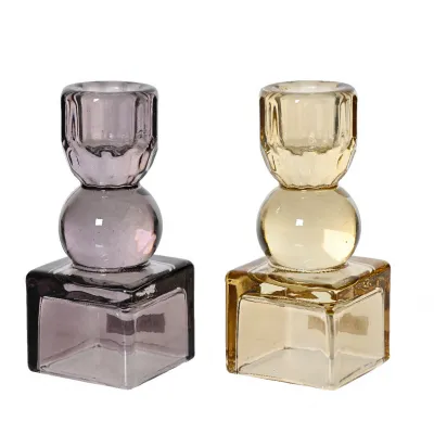 Beauty Home Γυάλινο κηροπήγιο 5 cm x 11cm  Γκρι    