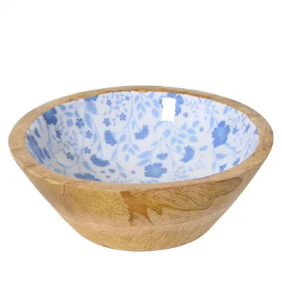 Beauty Home Μπώλ απο Ξυλο Μάνγκο με Λουλούδια 25cm x 10cm      