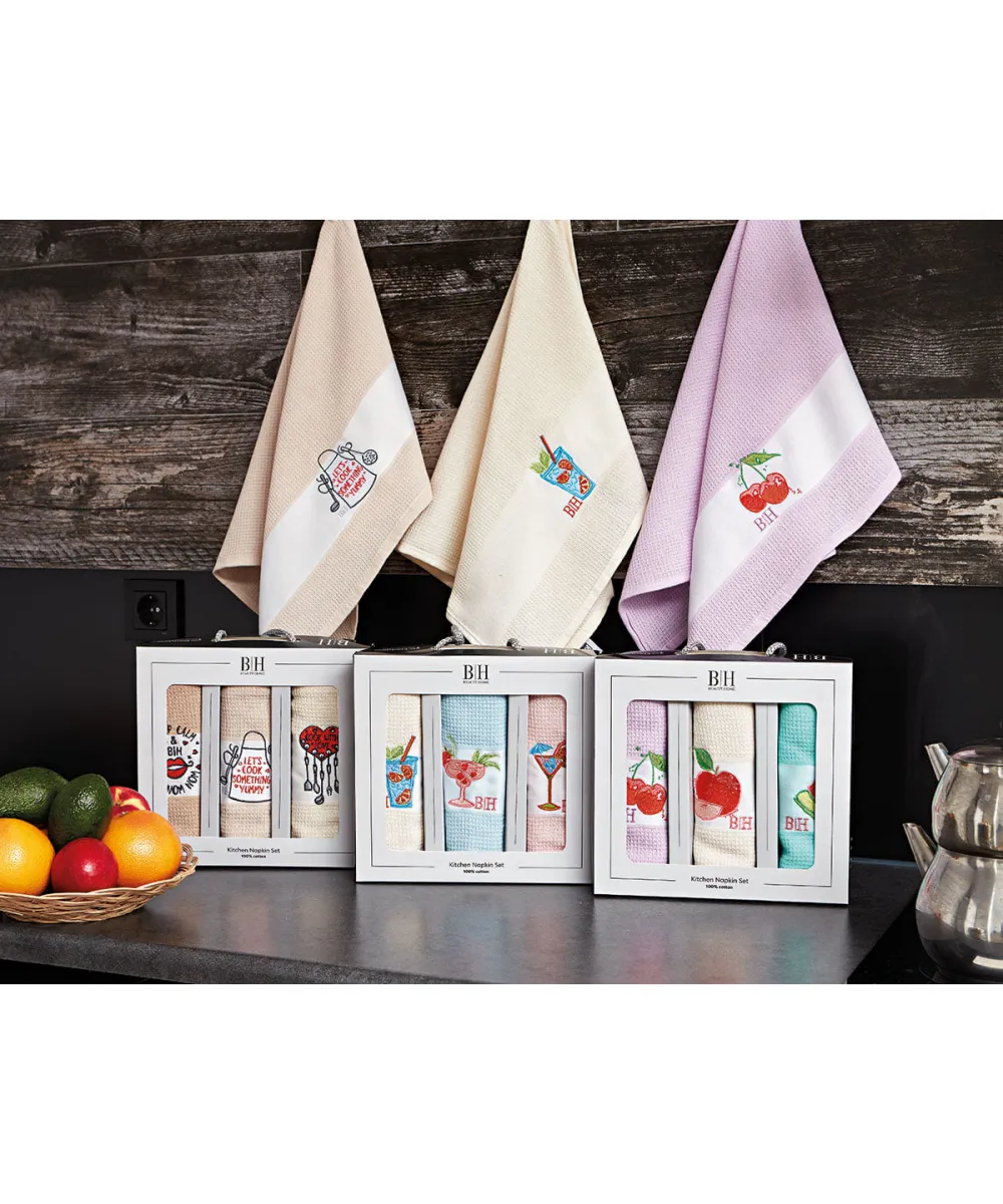 Beauty Home Ποτηρόπανα σετ 3τμχ Cook Art 8286 40x60 Μπεζ Beauty Home Ποτηρόπανα σετ 3τμχ Cook Art 8286 40x60 Μπεζ