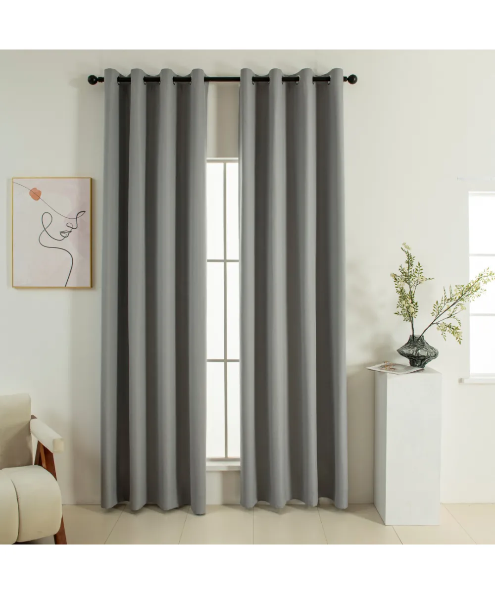 Beauty Home Κουρτίνα Full Blackout σκίασης με 8 κρίκους Soft Art 8391 Grey-11 140x270 Γκρι      
