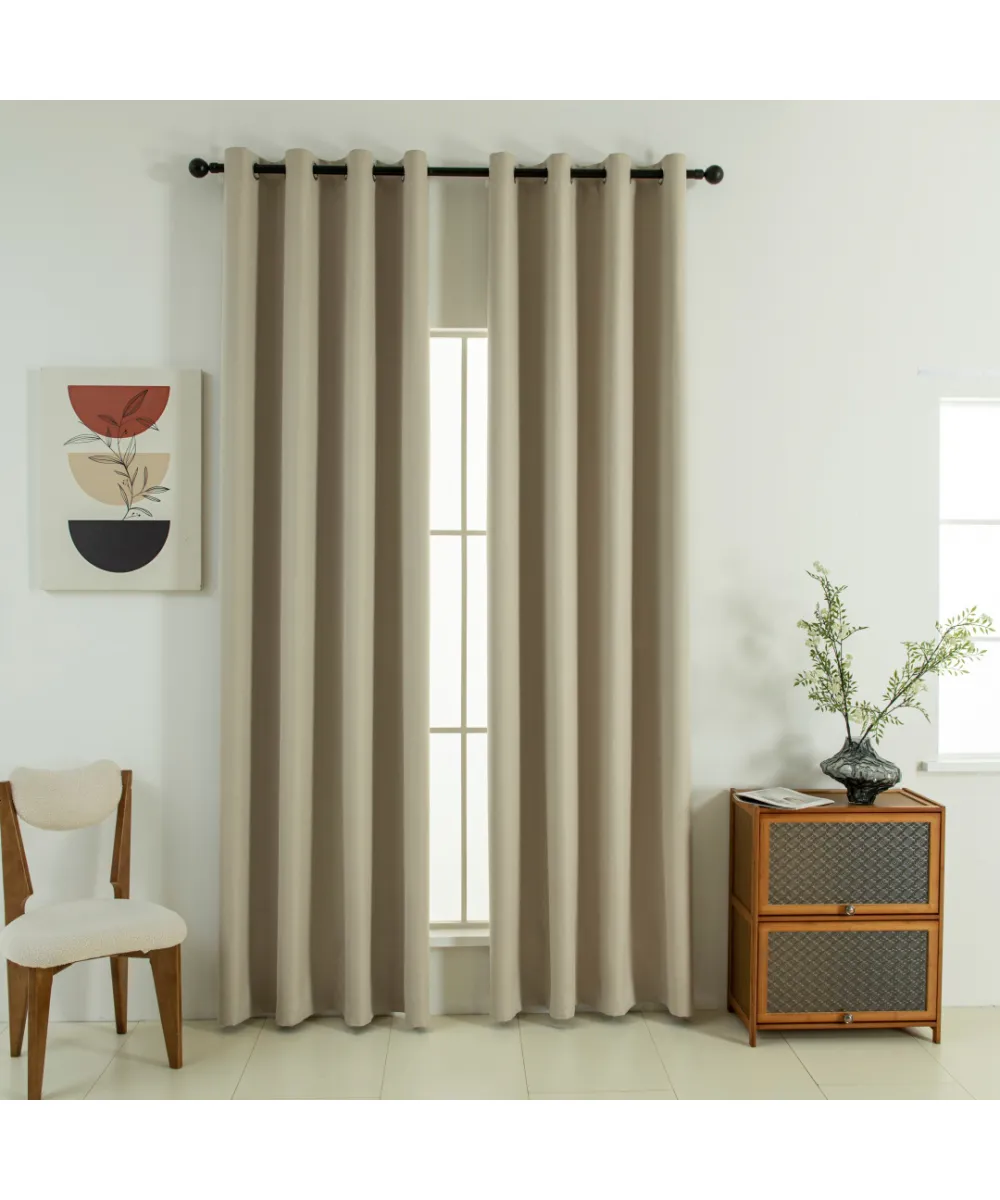 Beauty Home Κουρτίνα Full Blackout σκίασης με 8 κρίκους Soft Art 8391 Beige 140x270 Άμμου      
