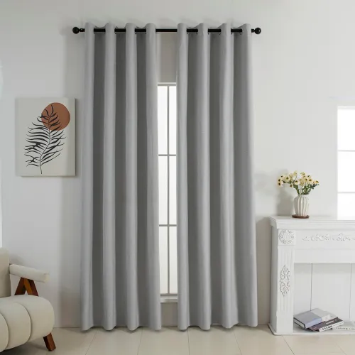 Beauty Home Κουρτίνα Full Blackout σκίασης με 8 κρίκους Elite Art 8392 Light Grey-Νο3 140x270 Ασημί      