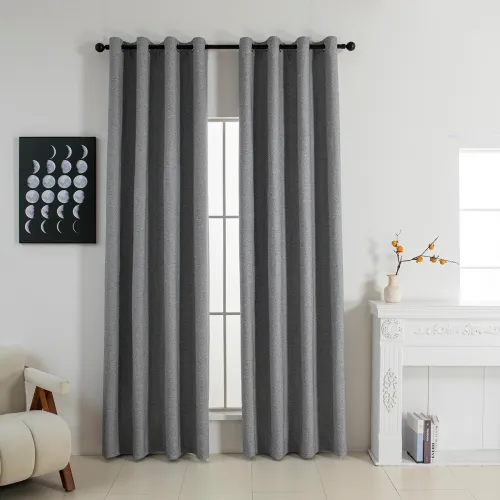 Beauty Home Κουρτίνα Full Blackout σκίασης με 8 κρίκους Elite Art 8392 Grey-Νο7 140x270 Σκούρο Γκρι      