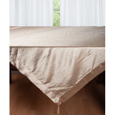 Σατέν τραπεζομάντηλο 2009 λουλούδι (130cm x 160cm) μπέζ