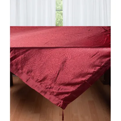 Σατέν τραπεζομάντηλο 2009 λουλούδι (160cm x 220cm) μπορντώ