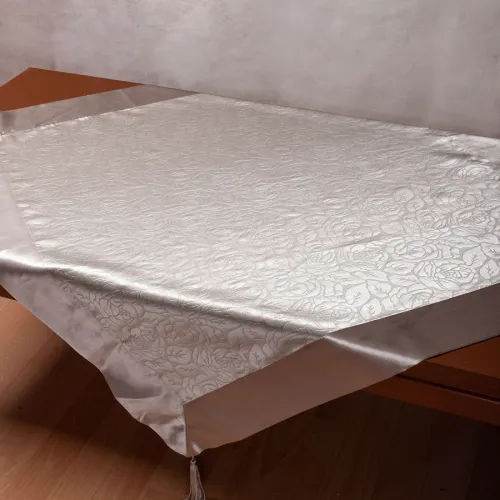 Σατέν τραπεζομάντηλο 2009 λουλούδι (160cm x 220cm) γκρί